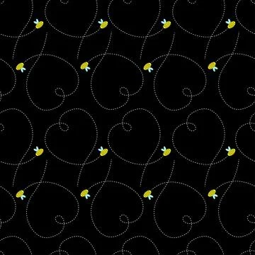 A loving flying bee on a black seamless background. Stock Illustration