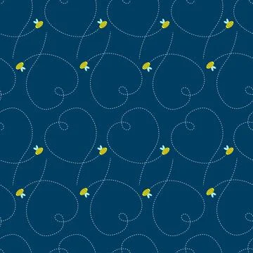 A loving flying bee on a blue seamless background. Stock Illustration