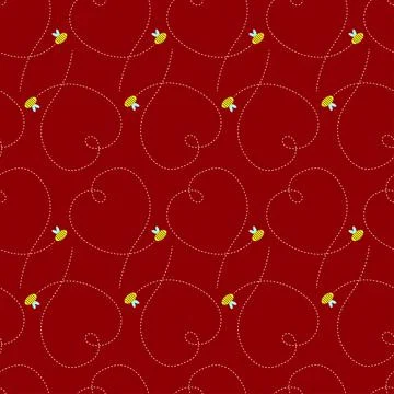A loving flying bee on a red seamless background. Stock Illustration