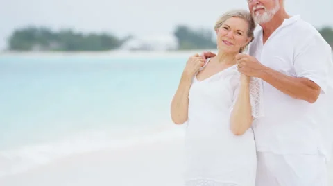 Caucasian couple wearing white clothes o, Stock Video