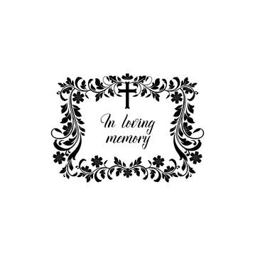 In loving memory border frame floral ornament icon Illustrazione stock