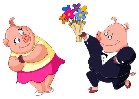 Loving pigs Stock Illustration