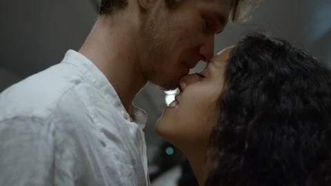 A loving young couple close up on a platform in the subway. Stock Footage 116025170