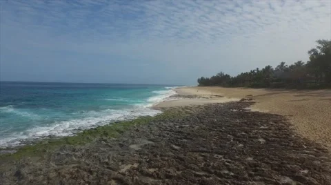 Low aerial of beautiful beach Stock Footage 47287016