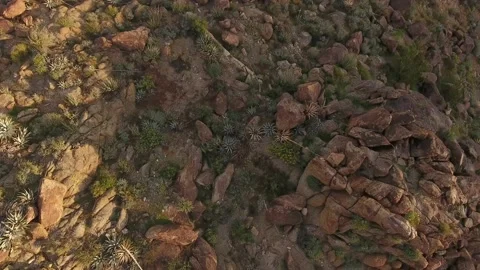 Low Aerial Flight Overhead Rugged California Desert Mountain Stock Footage 146759946