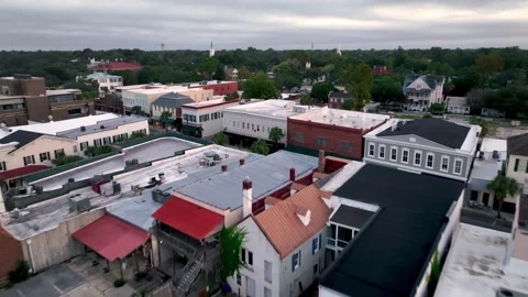 Low aerial push over downtown beaufort sc, south carolina Video stock 285409262