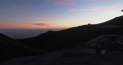 Low Aerial shot on Mount Etna at dusk Stock Footage 77099618