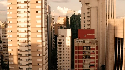 A low aerial view of buildings in Sao Paulo. Brazil. Stock Footage 117715053