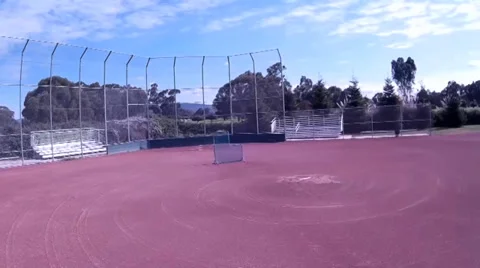 Low Aerial View as Camera Races Across Empty Baseball Field to Diamond Stock Footage 37579828