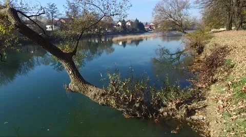 Low aerial view of river 動画素材 56947322