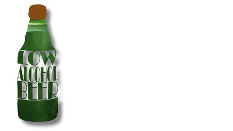 Low-alcohol beer typography Stunning Low-Alcohol Beer Illustrations in Bott.. Stock Illustration