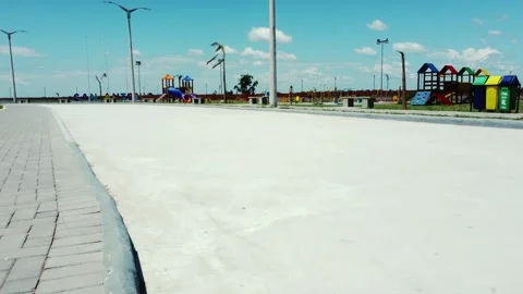 Low Altitude Drone Approach to Riverside Park in San Antonio Video stock 334693391