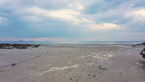 Low altitude drone between long tail traditional thai boats. Krabi, Thailand. Stock Footage 245978949