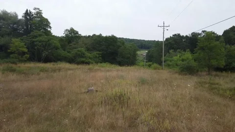 A Low Altitude Drone Flight Over a Field and Ending at the Edge of a Drop-off Stock-Footage 158961160