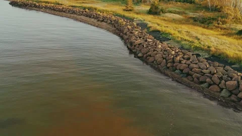 Low Altitude Drone Flight Over Rocky Shoreline Of The Atlantic Ocean Stock Footage 255350190