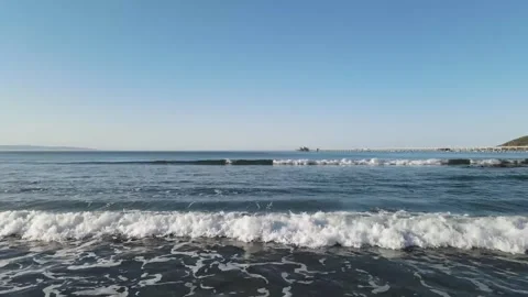 Low Altitude Drone Pass Over Waves from the Beach - Crashing Waves Stock-Footage 276198813