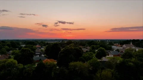 Low altitude drone time lapse of sunset over Conway Arkansas Stock Footage 204964532