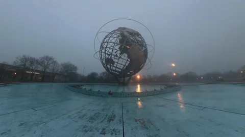 A low altitude drone view of the iconic Unisphere in Flushing Meadows Corona Stock Footage 333267405