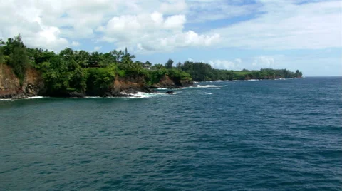 Low altitude flight along Hawaiian shoreline Stock Footage 59245149