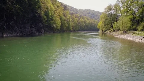 Low altitude flight over the river Stock Footage 75600335