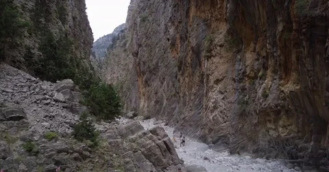 Low Altitude Fly Through Samaria Gorge Stock Footage 76535293