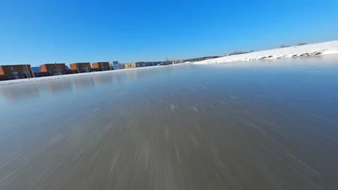 Low Altitude High Speed Drone Flying over Ice Stock Footage