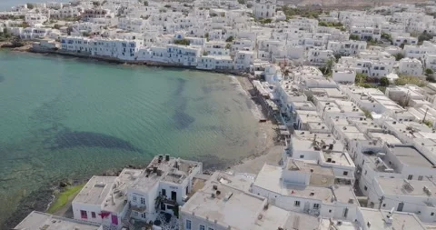 Low Altitude Slow Circular Drone Shot of Naousa, Paros Stock Footage 291735868