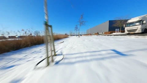 Low altitude snow flight Stock Footage