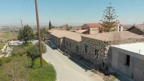 Low and Slow Serene Drone Flight Over Monastery of Archangel Michael Stock Footage 313012299