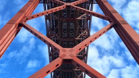 Low angle of 25 April Bridge in Lisbon Stock Footage 91748163