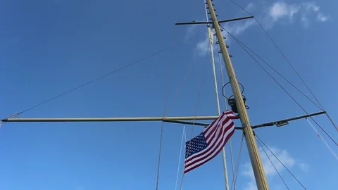 Low angle American flag on mast Stock-Footage 104738902