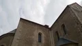 Low angle ancient Brunswick cathedral walls panning shot 4k or 4k+ Resolution