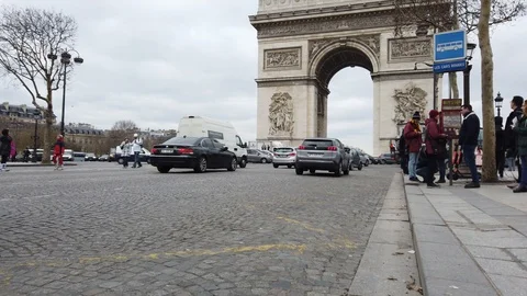 Low Angle of the Arc De Triomphe in Paris, France Stock Footage 104254226