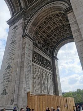 Low angle of the Arc de Triomphe in Paris, France Stock Photos
