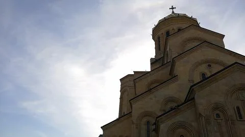 Low angle architecture view of Sameba Holy Trinity Cathedral Stock Photos