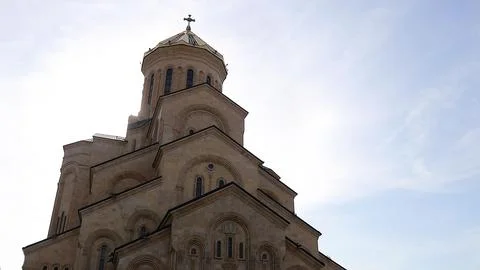 Low angle architecture view of Sameba Holy Trinity Cathedral Stock Photos