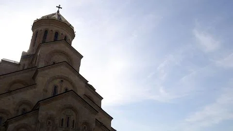 Low angle architecture view of Sameba Holy Trinity Cathedral Stock Photos