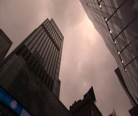 Low angle of Barclays tower, zoom in to windows Stock Footage 86749313