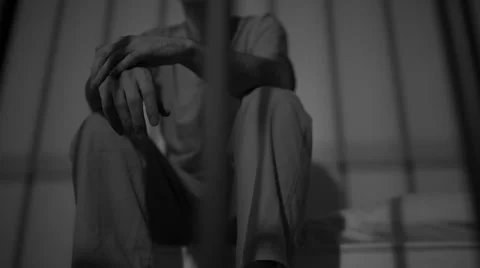 Low angle black and white scene of a criminal Stock Footage 60574453