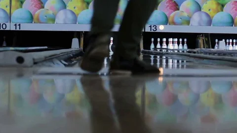 LOW ANGLE BOWLING REVEAL Stock Footage 85106971