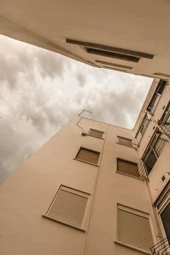 Low-angle Buildings at Cloudy Evening Stock Photos