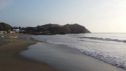 Low-angle Bujama beach Stock Footage 235204190