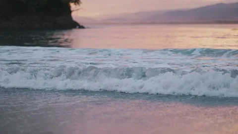 Low angle calm sea waves at sunset, Costa Rica Stock Footage 172318894