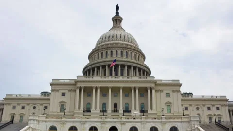 Low Angle of the Capitol Building, Washington D.C Stock Footage 161670850