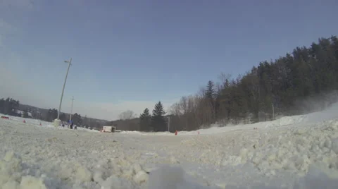 Low Angle Car Drives Into Camera In Snow Stock Footage 57220610