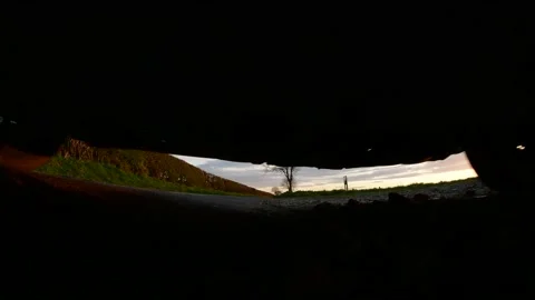 Low angle car driving over camera on country road at sunset york united kingdom Stock Footage 143405522