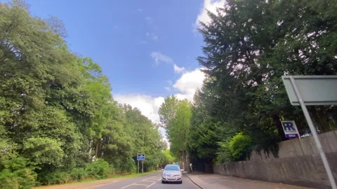 Low Angle Car Mounted Camera Luton City Street View Footage Stock Footage 314413132