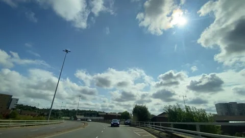 Low Angle Car Mounted Camera Luton City Street View Footage Stock Footage 314413136