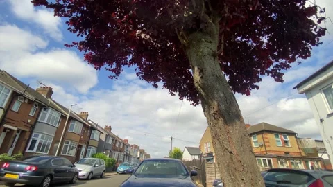 Low Angle Car Mounted Camera Luton City Street View Footage Video stock 314413137