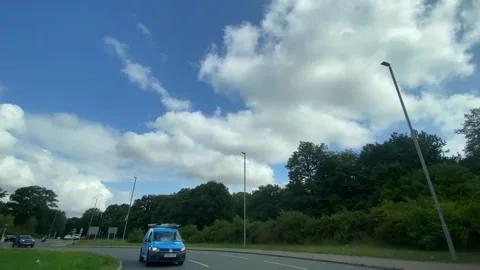 Low Angle Car Mounted Camera Luton City Street View Footage Stock Footage 314413157